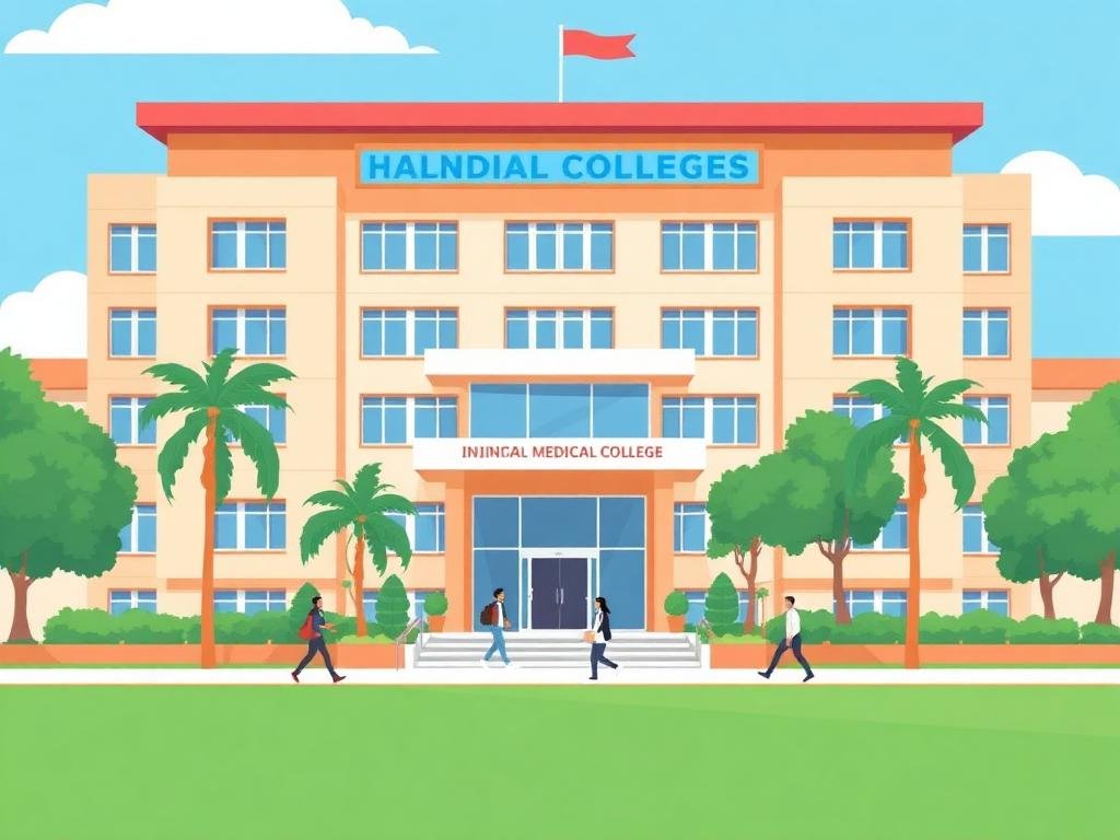 Medical college campus illustration